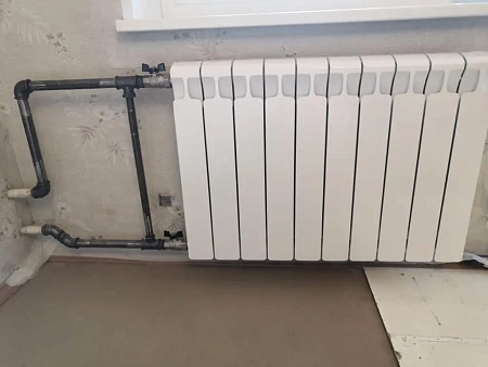 Установка 4 радиаторов на сварке